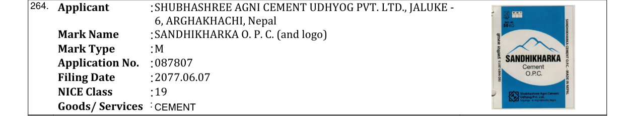 Original bulletin entry for SANDHIKHARKA O. P. C. (and logo)