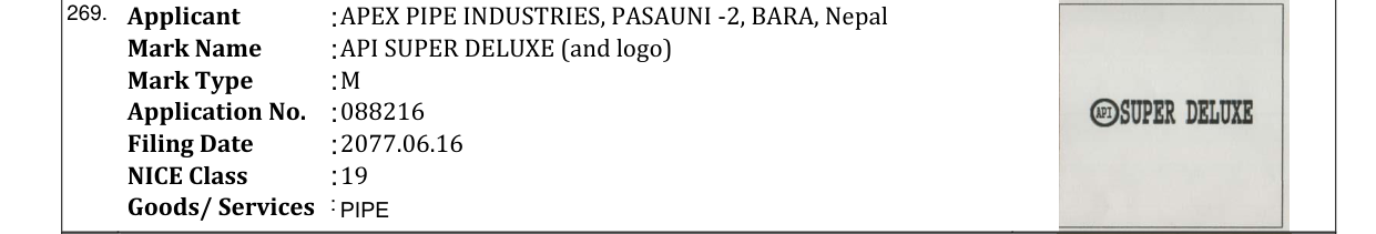 Original bulletin entry for API SUPER DELUXE (and logo)