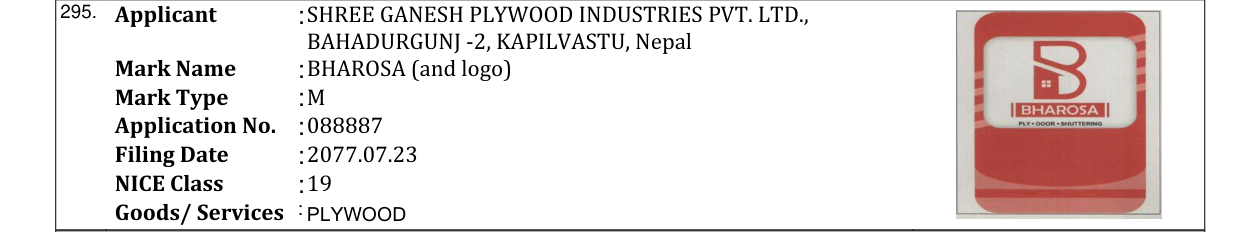 Original bulletin entry for BHAROSA (and logo)