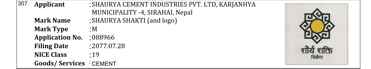 Original bulletin entry for SHAURYA SHAKTI (and logo)