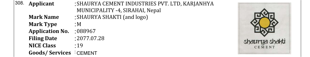 Original bulletin entry for SHAURYA SHAKTI (and logo)