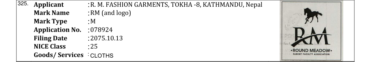 Original bulletin entry for RM (and logo)