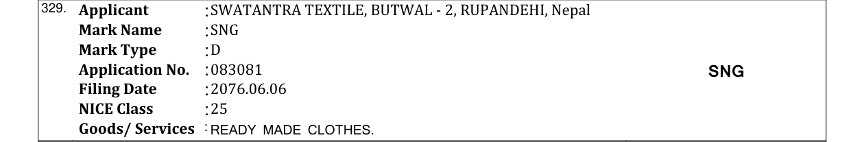 Original bulletin entry for SNG