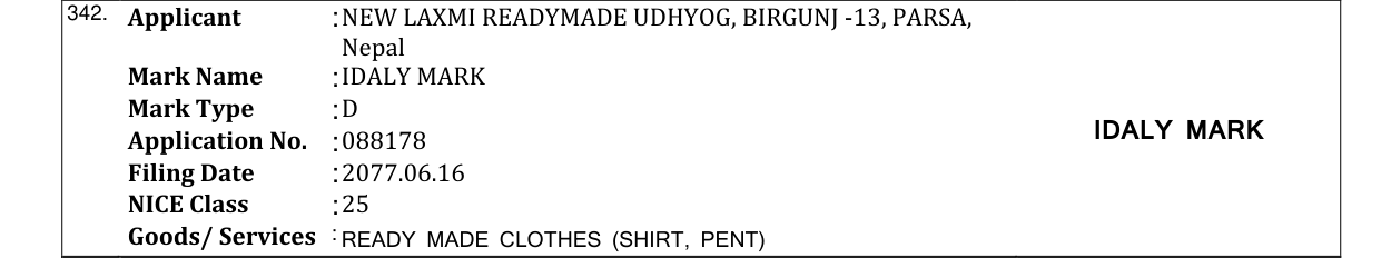 Original bulletin entry for IDALY MARK