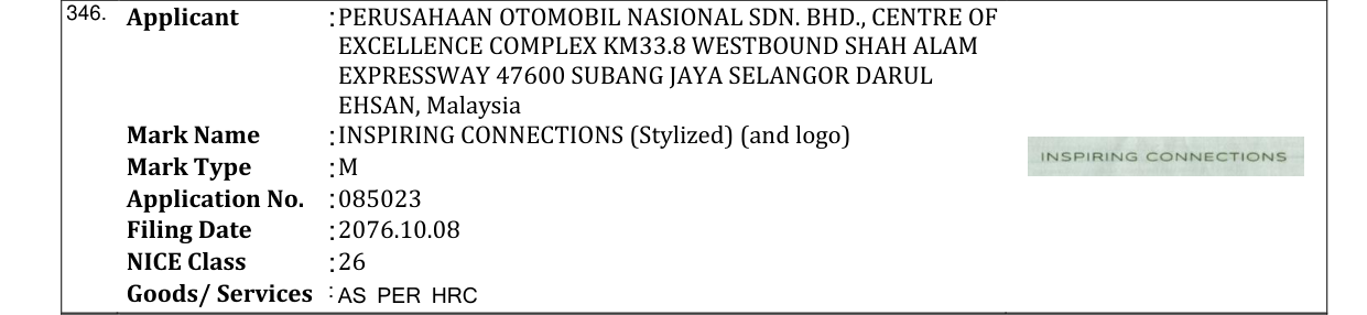 Original bulletin entry for INSPIRING CONNECTIONS (Stylized) (and logo)