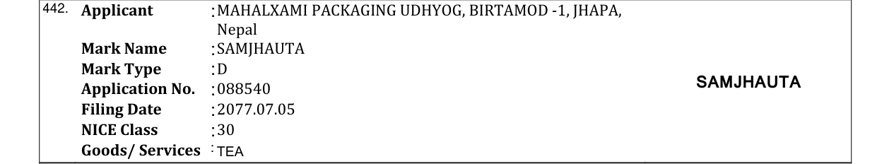 Original bulletin entry for SAMJHAUTA