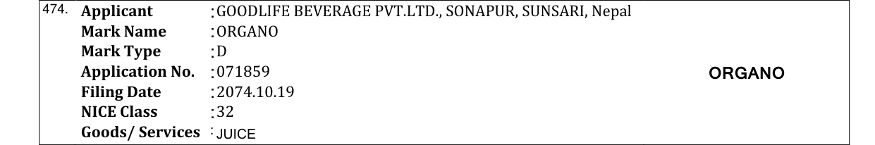 Original bulletin entry for ORGANO