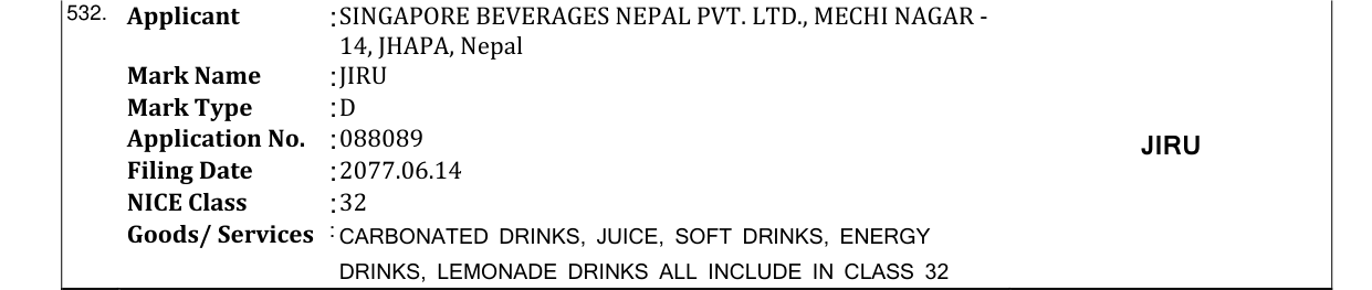 Original bulletin entry for JIRU