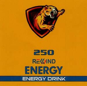 REWIND ENERGY (and logo) trademark logo