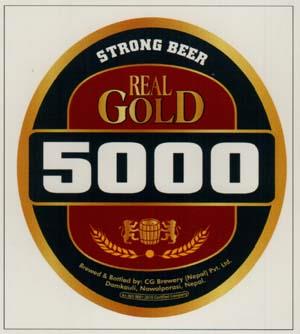 REAL GOLD 5000 (STRONG BEER) (and logo) trademark logo