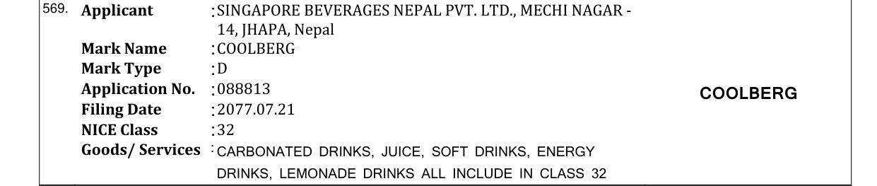 Original bulletin entry for COOLBERG