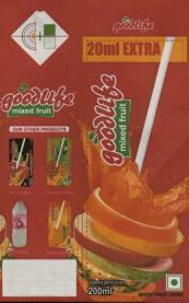 GOODLIFE MIXED FRUIT TETRA PACK (and logo) trademark logo