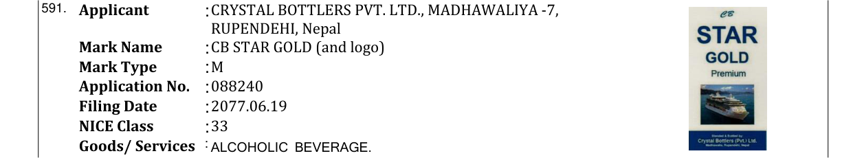Original bulletin entry for CB STAR GOLD (and logo)