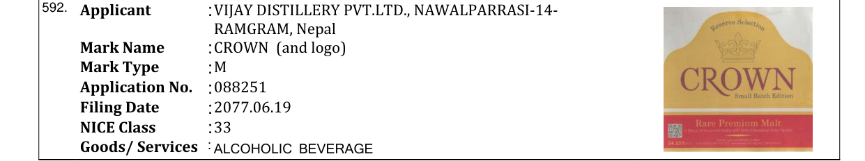 Original bulletin entry for CROWN (and logo)