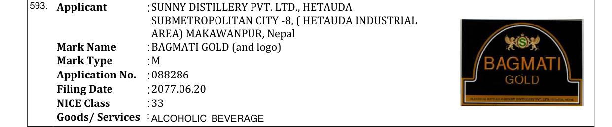 Original bulletin entry for BAGMATI GOLD (and logo)