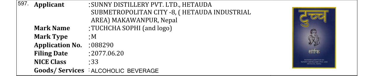 Original bulletin entry for TUCHCHA SOPHI (and logo)