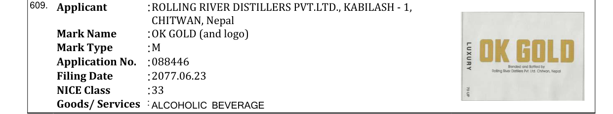 Original bulletin entry for OK GOLD (and logo)