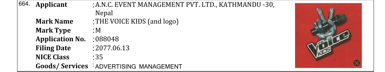 Original bulletin entry for THE VOICE KIDS (and logo)