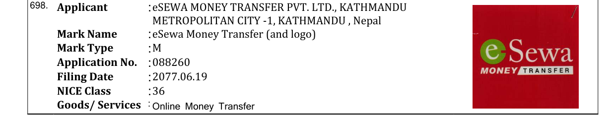 Original bulletin entry for eSewa Money Transfer (and logo)