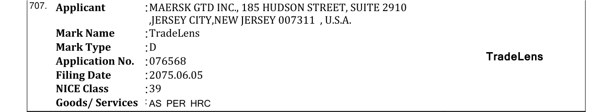 Original bulletin entry for TradeLens
