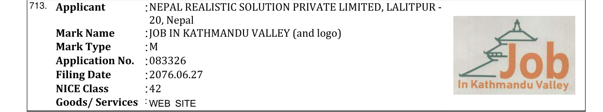 Original bulletin entry for JOB IN KATHMANDU VALLEY (and logo)