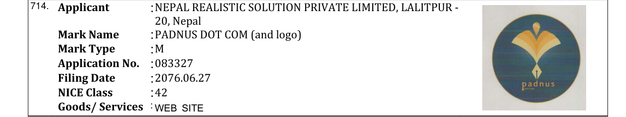 Original bulletin entry for PADNUS DOT COM (and logo)