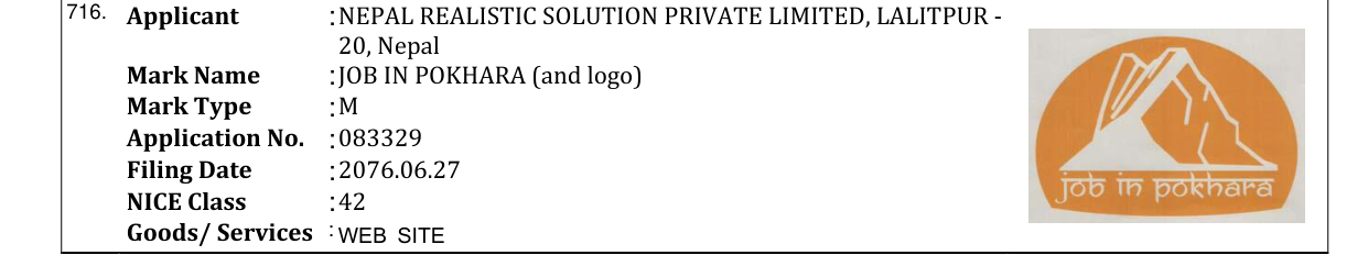 Original bulletin entry for JOB IN POKHARA (and logo)