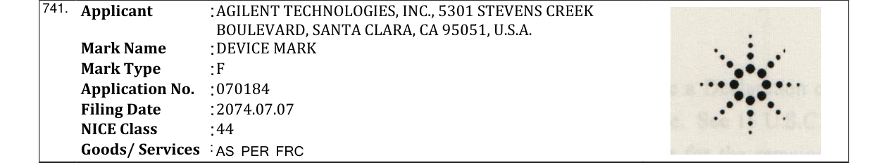 Original bulletin entry for DEVICE MARK