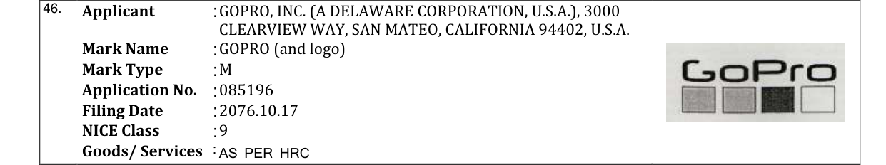 Original bulletin entry for GOPRO (and logo)