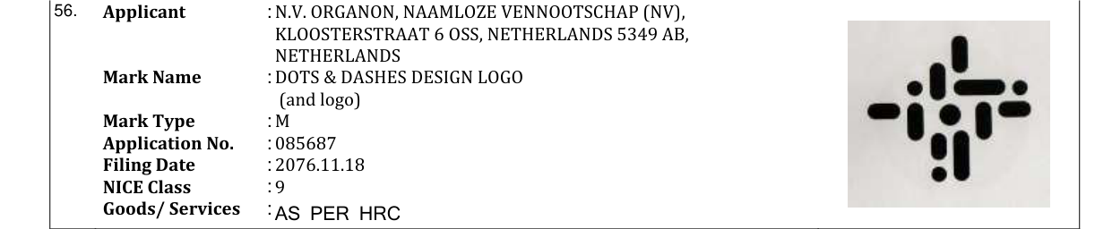Original bulletin entry for DOTS & DASHES DESIGN LOGO (and logo)