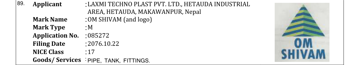 Original bulletin entry for OM SHIVAM (and logo)
