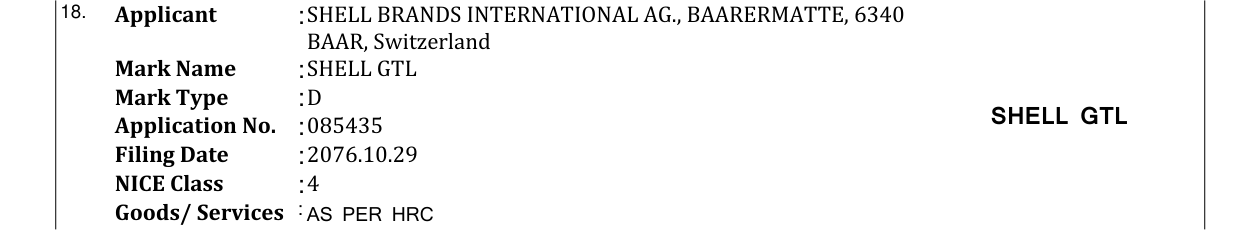 Original bulletin entry for SHELL GTL