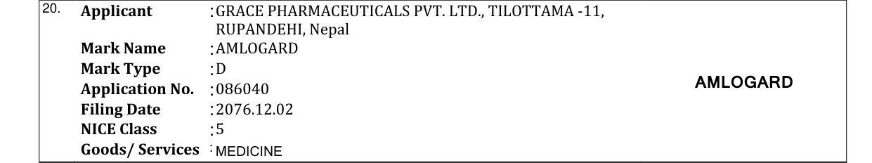 Original bulletin entry for AMLOGARD