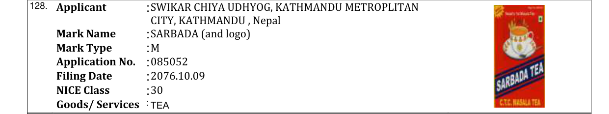 Original bulletin entry for SARBADA (and logo)
