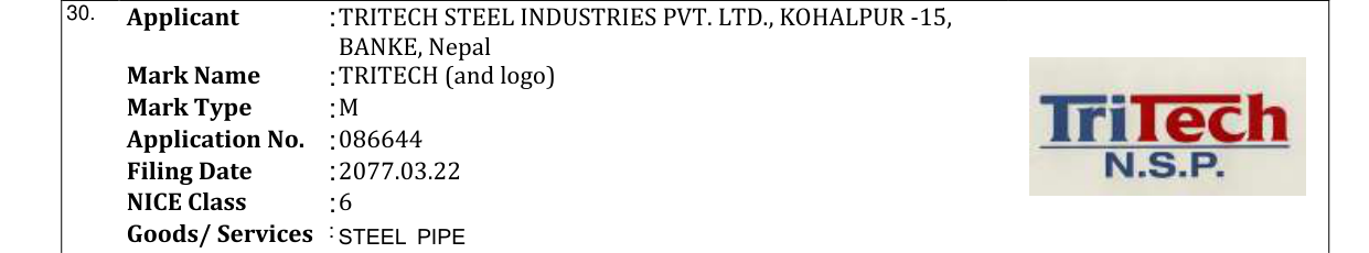Original bulletin entry for TRITECH (and logo)