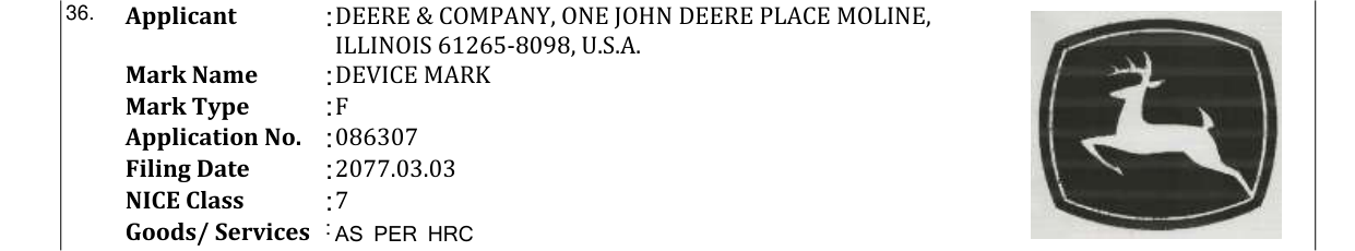 Original bulletin entry for DEVICE MARK