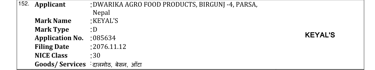 Original bulletin entry for KEYAL'S