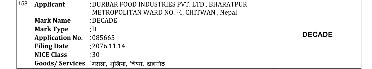 Original bulletin entry for DECADE