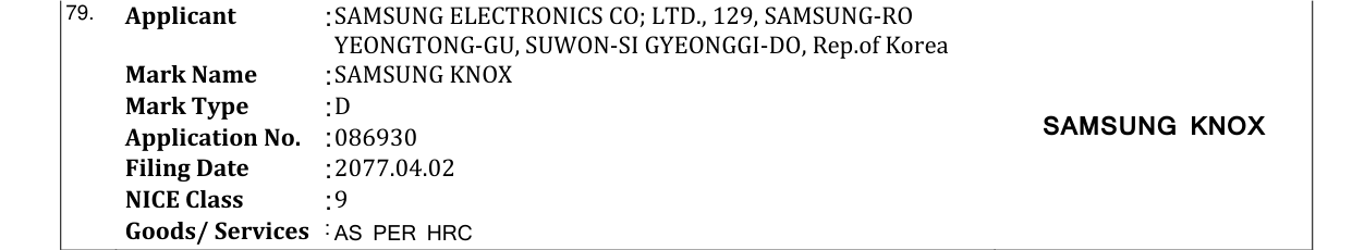 Original bulletin entry for SAMSUNG KNOX