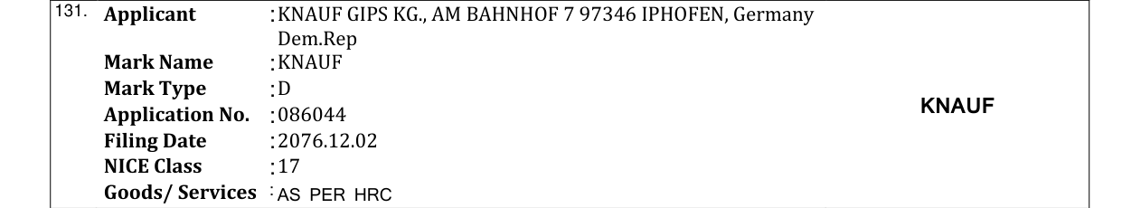 Original bulletin entry for KNAUF