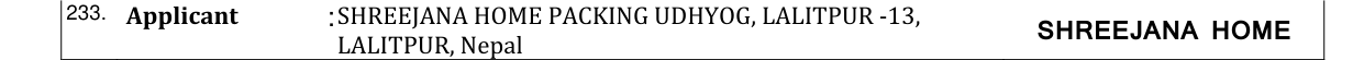 Original bulletin entry for SHREEJANA HOME