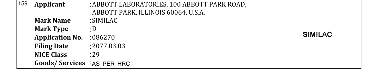 Original bulletin entry for SIMILAC