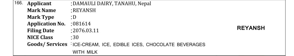Original bulletin entry for REYANSH