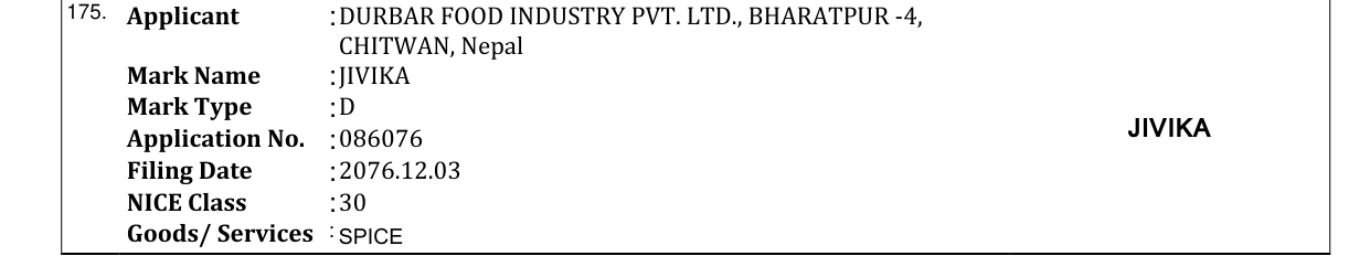 Original bulletin entry for JIVIKA