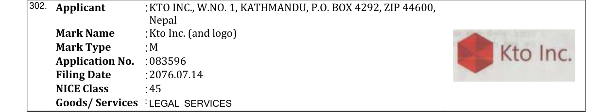 Original bulletin entry for Kto Inc. (and logo)