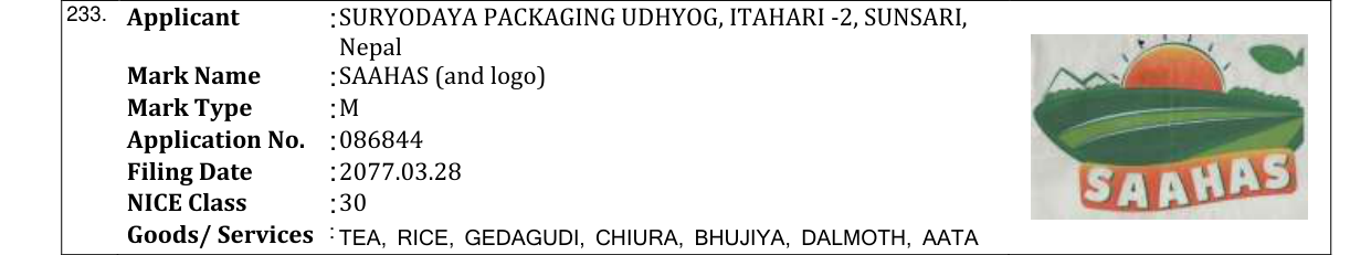 Original bulletin entry for SAAHAS (and logo)