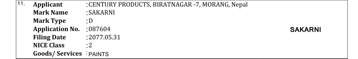 Original bulletin entry for SAKARNI