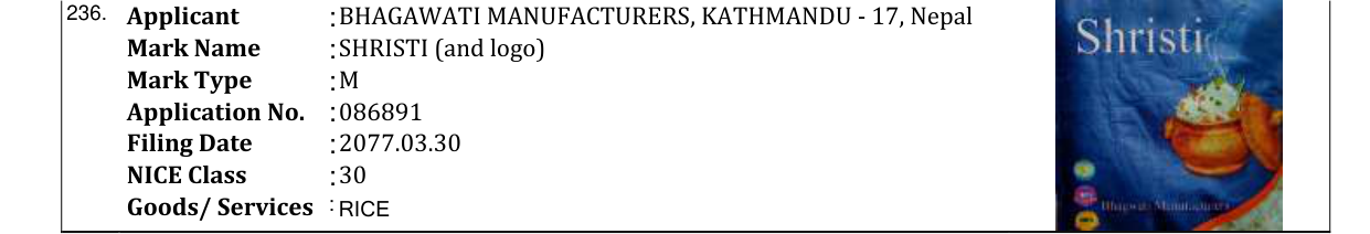 Original bulletin entry for SHRISTI (and logo)