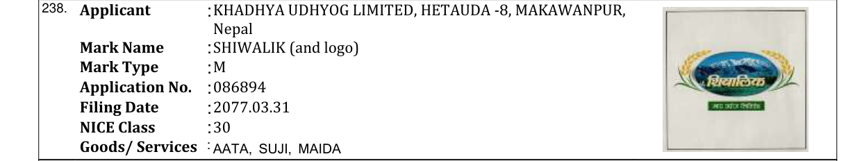 Original bulletin entry for SHIWALIK (and logo)