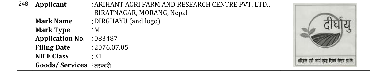 Original bulletin entry for DIRGHAYU (and logo)